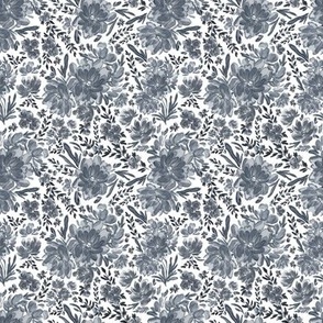 Small - Sierra Blue Florals - White