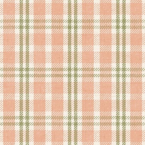 North Country Plaid - jumbo - peach, alabaster, and light moss 