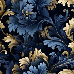 Blue & Gold Damask - large