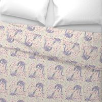 Eustace and Jewel Watercolor Unicorn and Dragon Whimsical and Magical Surrealist Repeat Pattern Cream Blues Fuchsia Hot Pink British Fantasy Literature