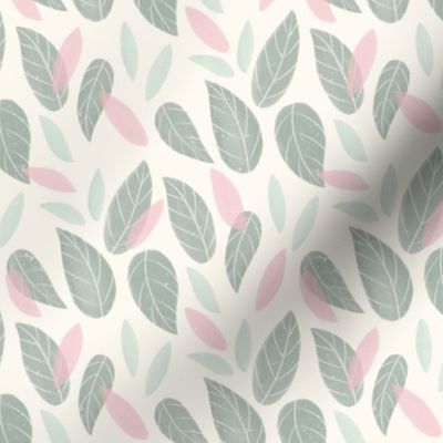 Watercolor Leaves | SM Scale | Green and Pink