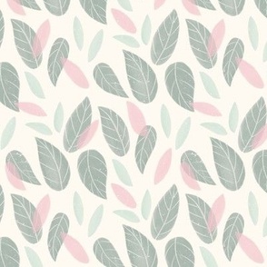 Watercolor Leaves | SM Scale | Green and Pink