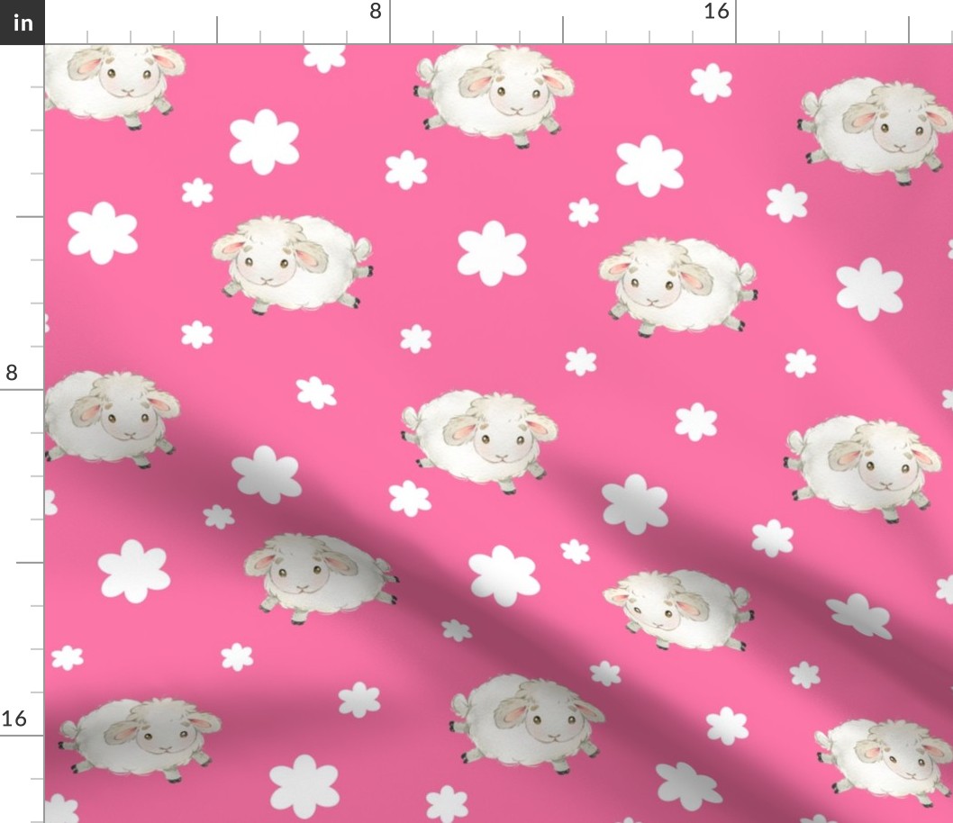 Sheep Farm Animals Pink Floral Baby Girl Nursery 