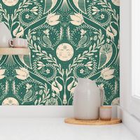whimsigothic night damask dark green wallpaper and home decor 