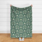 whimsigothic night damask dark green wallpaper and home decor 