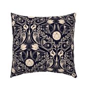 whimsigothic night damask - black and white