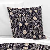 whimsigothic night damask - black and white