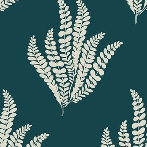 Simple Fern - teal and cream