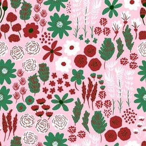 festive floral - red and green