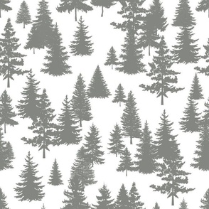 Bigger Scale Pine Tree Forest Pewter on White