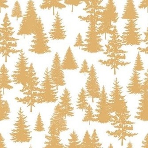 Smaller Scale Pine Tree Forest Honey Gold on White