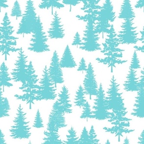 Bigger Scale Pine Tree Forest Pool Blue on White