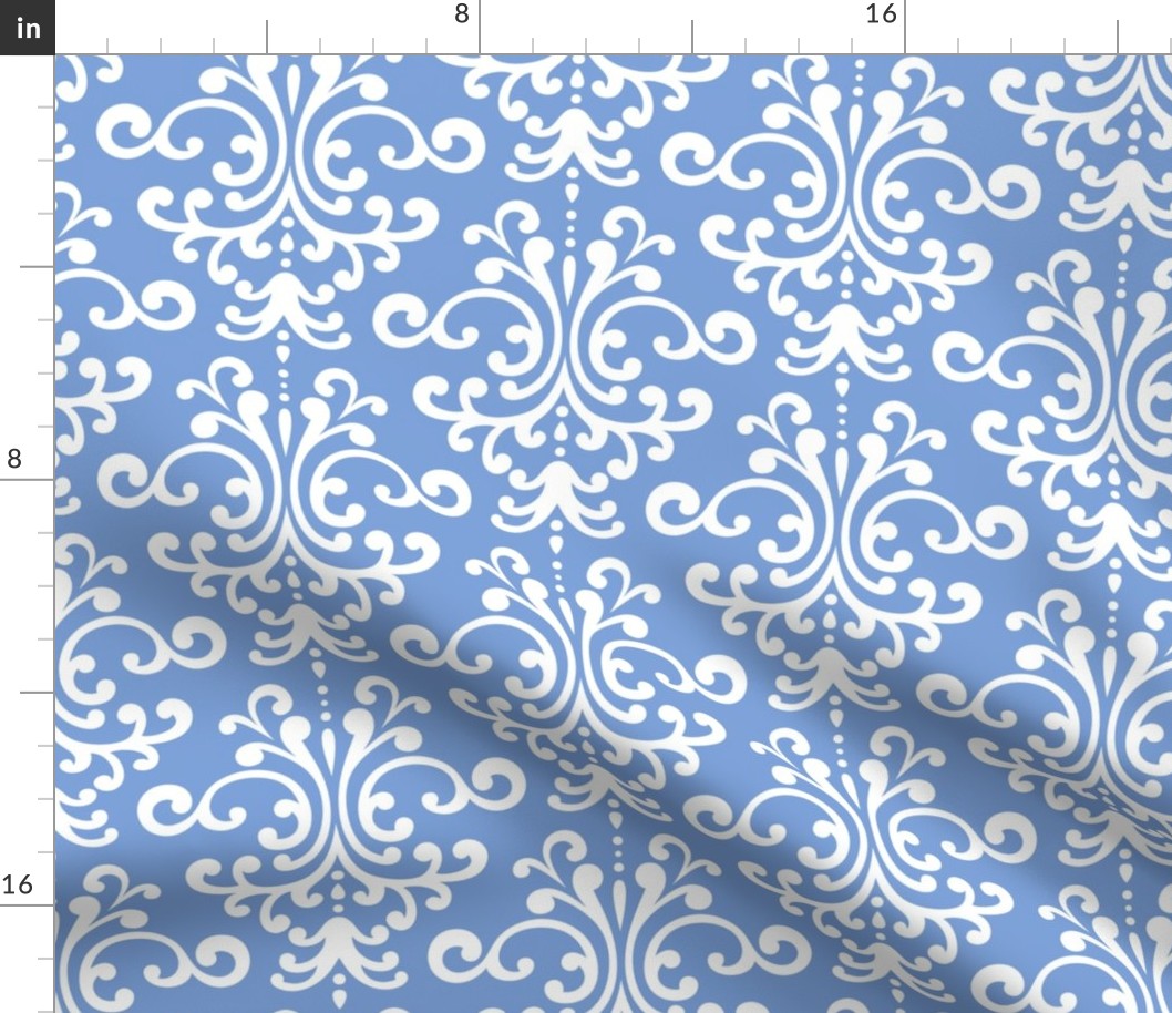 damask lg cornflower blue