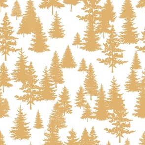 Bigger Scale Pine Tree Forest Honey Gold on White