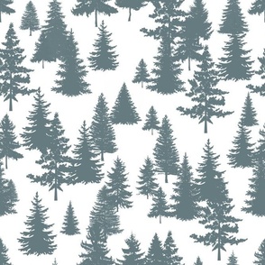 Bigger Scale Pine Tree Forest Slate Grey on White