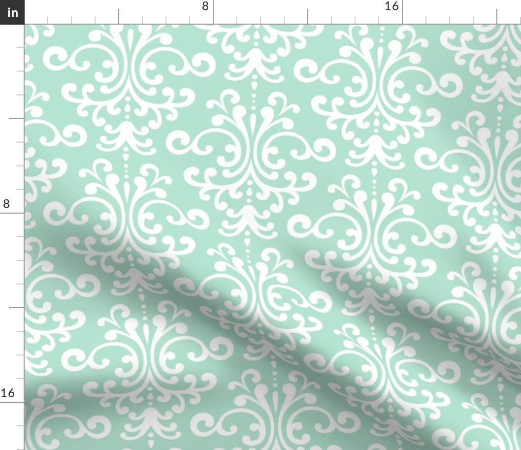 damask lg mint green