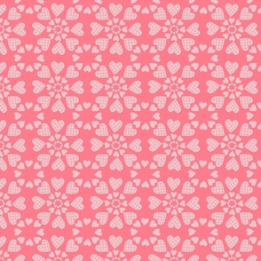 (XS) White & Pink Hearts on Rose Pink_Lovely Sweet Heart Valentine Pattern