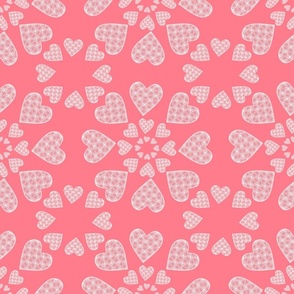 (M) White & Pink Hearts on Rose Pink_Lovely Sweet Heart Valentine Pattern