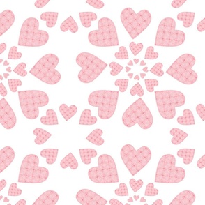 (L) Rose Pink & Red Hearts on White_Lovely Sweet Heart Valentine Pattern