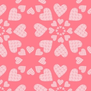 (L) Rose Pink & White Hearts on Rose Pink_Lovely Sweet Heart Valentine Pattern