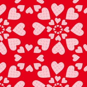 (L) Rose Pink & Pink Hearts on Red_Lovely Sweet Heart Valentine Pattern