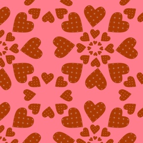 (L) Red Hearts on Rose Pink_Lovely Sweet Heart Valentine Pattern