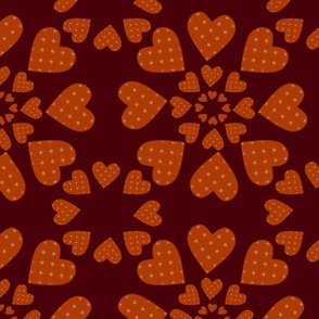 (L) Red Hearts on Dark Red_Lovely Sweet Heart Valentine Pattern