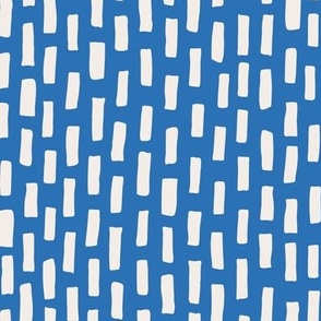 Medium - Blue and white rectangle, dash, stripe, co-ordinate print