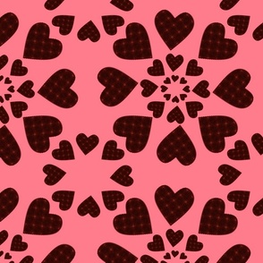 (L) Burgundy Hearts on Rose Pink_Lovely Sweet Heart Valentine Pattern