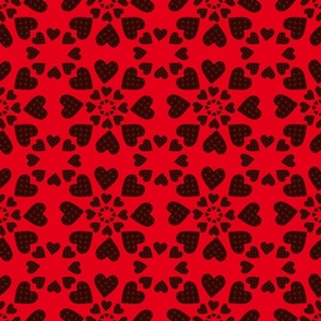 6 Inch 300 DPI Burgundy Heart Valentine on Red Background Pattern