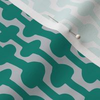 Small / Groovy graphic two tone ogee stripe / Hand drawn feel / irregular shapes /  pantone green and grey