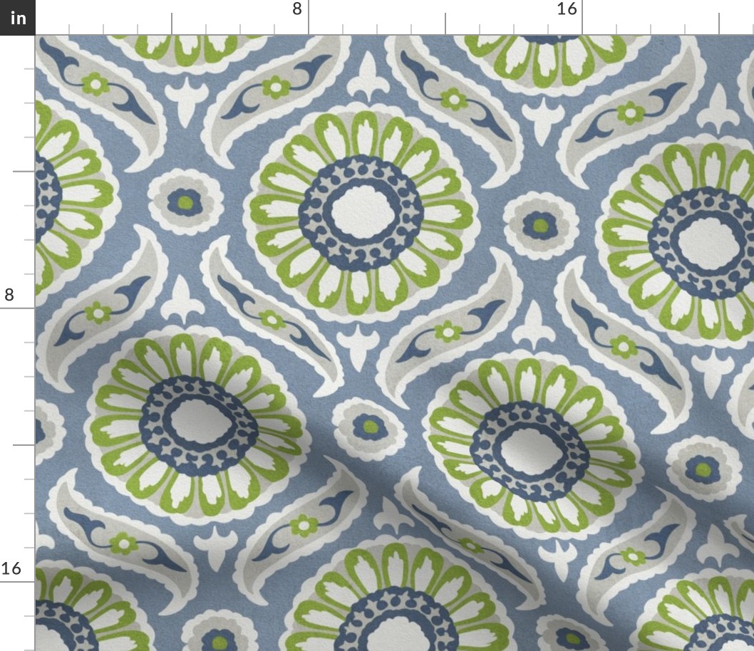 Tile Pattern - Dusky Blue, Lime, Green