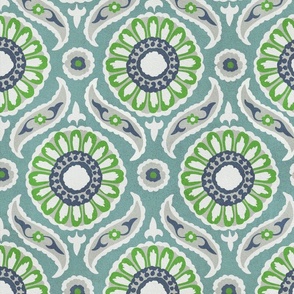 Tile Pattern - Green, Blue, 