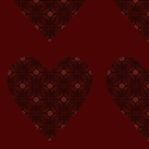 (L) Cute Sweetheart Valentine Heart Pattern in Burgundy