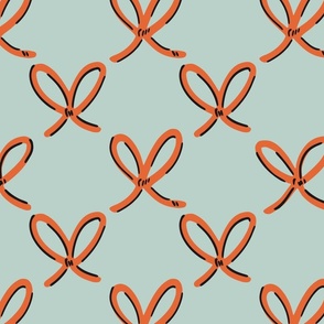 Joyful bow stack  – orange and pastel teal   // Big scale