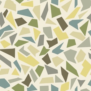 Geometric Abstract Terrazzo Tile Pattern Green Blue Yellow 