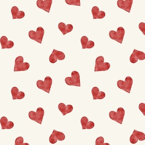 Medium Scale| Cute watercolor red hearts| Valentines day