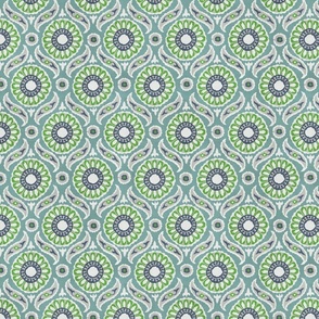 Tile Pattern - Green, Blue, White, Medium Scale,
