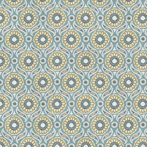 Tile Pattern - Sky Blue, Warm Yellow, Medium Scale