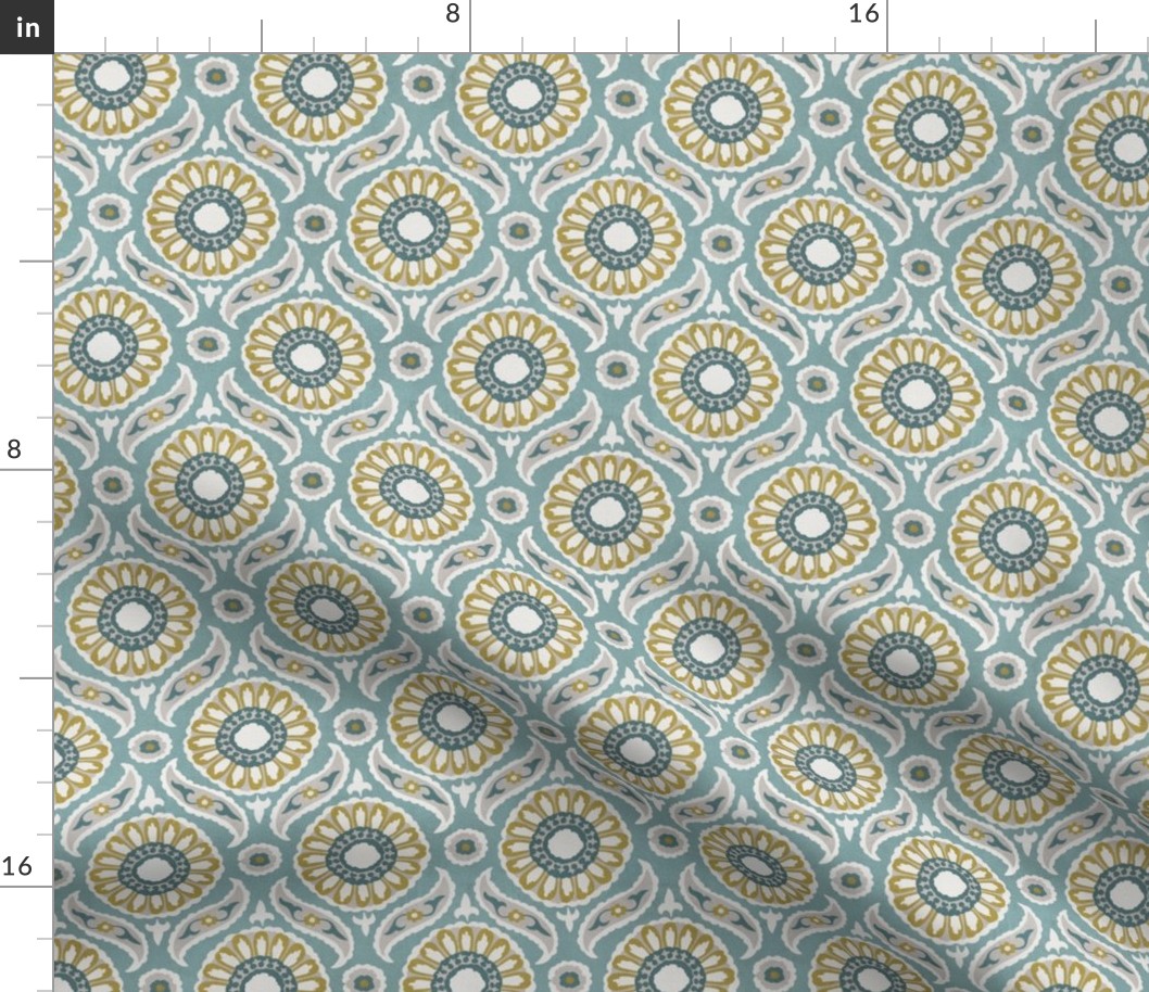 Tile Pattern - Sky Blue, Warm Yellow, Medium Scale