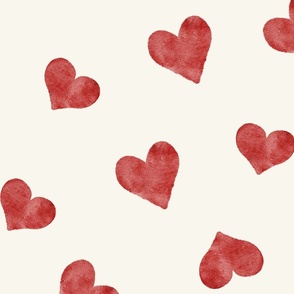 Large Scale| Cute watercolor red hearts| Valentines day