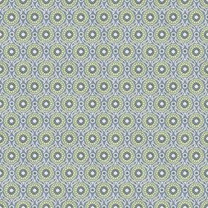 Tile Pattern - Dusky Blue, Lime, Green, Small Scale