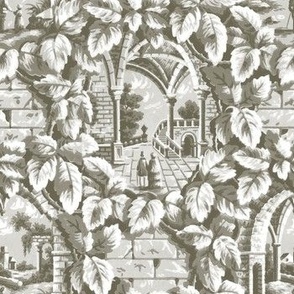 1840 Vintage Leafy Georgian Pastoral in Regency Sage - Coordinate