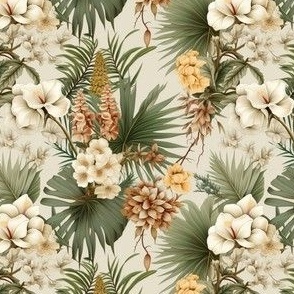 Romantic Hawaiian Floral in Soothing Neutrals