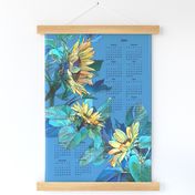 2024 Sunflower Wall Hanging Calendar - blue