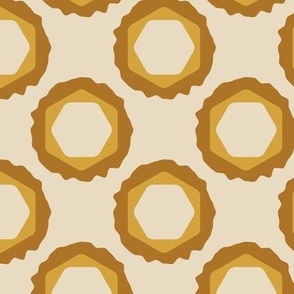 Honeycomb Blooms | gold and white, floral design, geometric pattern