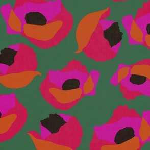 Pop art poppies with green background and texture