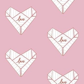 love heart origami paper hearts - pastel cotton candy pink and red