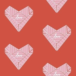 love heart origami paper hearts - queen of hearts red and cotton candy pink lilac