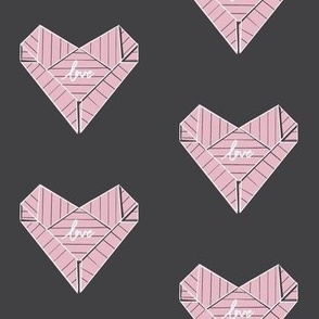 love heart origami paper hearts - black and cotton candy pink